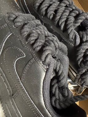 Boys All Black Rope-Lace Nike Air Force 1s